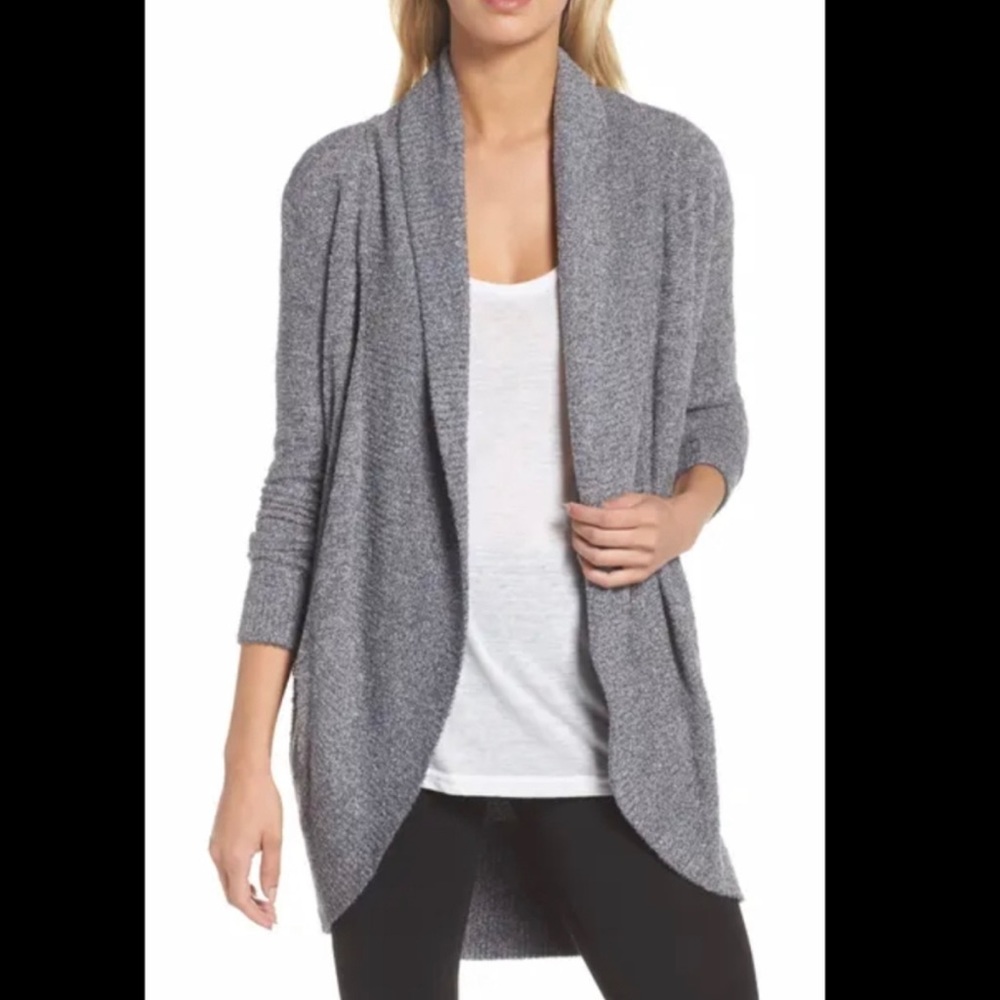 Barefoot Dreams CozyChic Lite Circle Cardigan XS/S in Pacific Blue/Grey